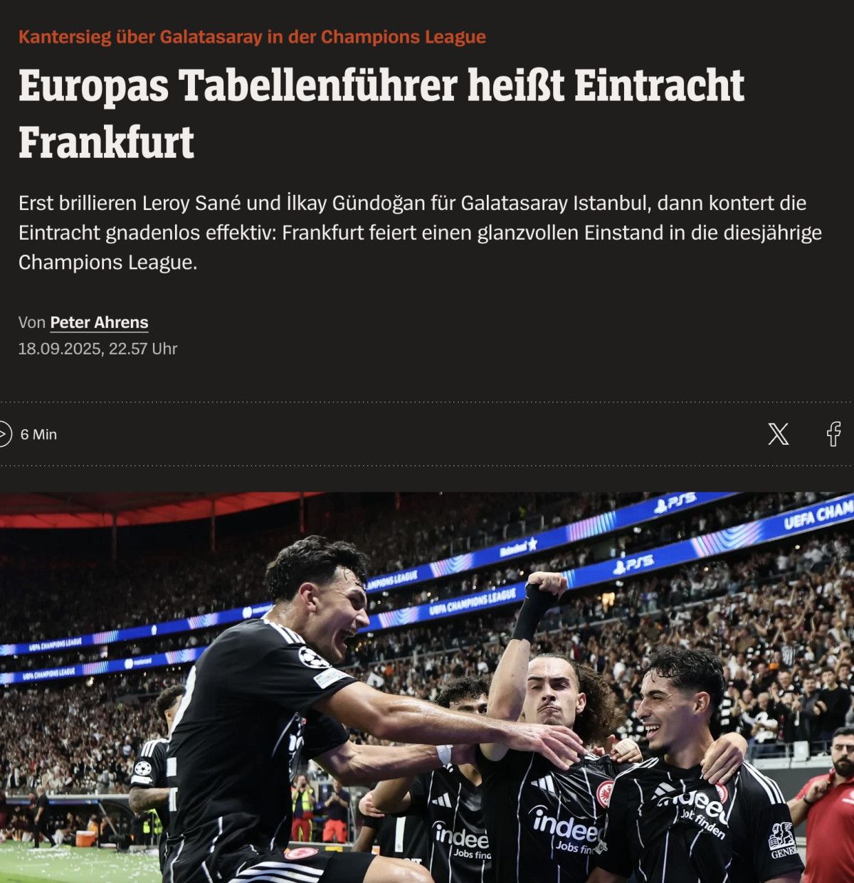 Galatasaray’ın Şampiyonlar Ligi Macerasında Frankfurt’a Karşı Başarısız Yarı, Avrupa Basınında Yankılar