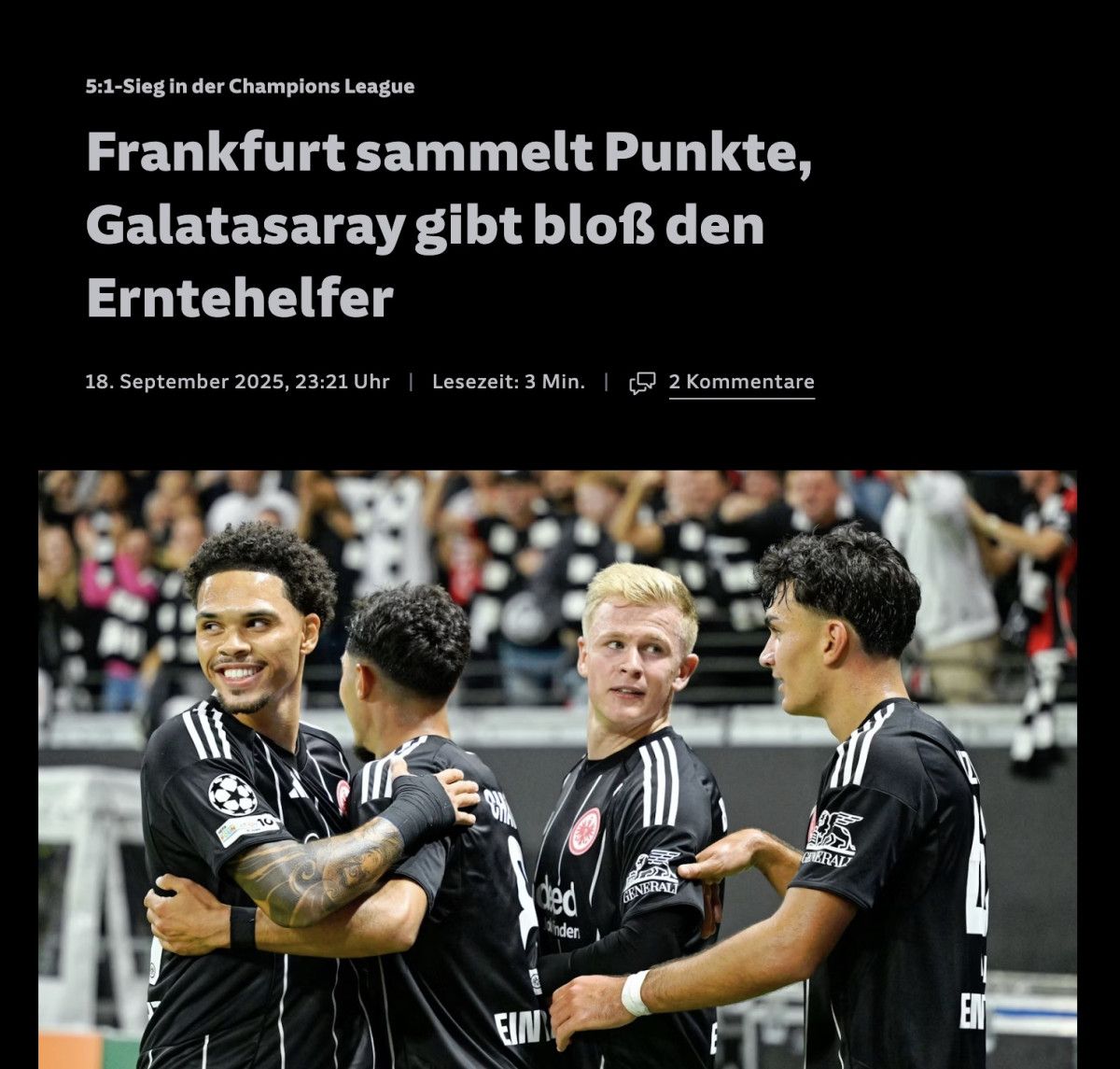 Galatasaray’ın Şampiyonlar Ligi Macerasında Frankfurt’a Karşı Başarısız Yarı, Avrupa Basınında Yankılar