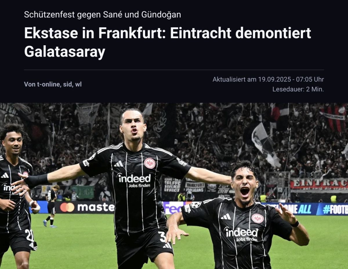Galatasaray’ın Şampiyonlar Ligi Macerasında Frankfurt’a Karşı Başarısız Yarı, Avrupa Basınında Yankılar